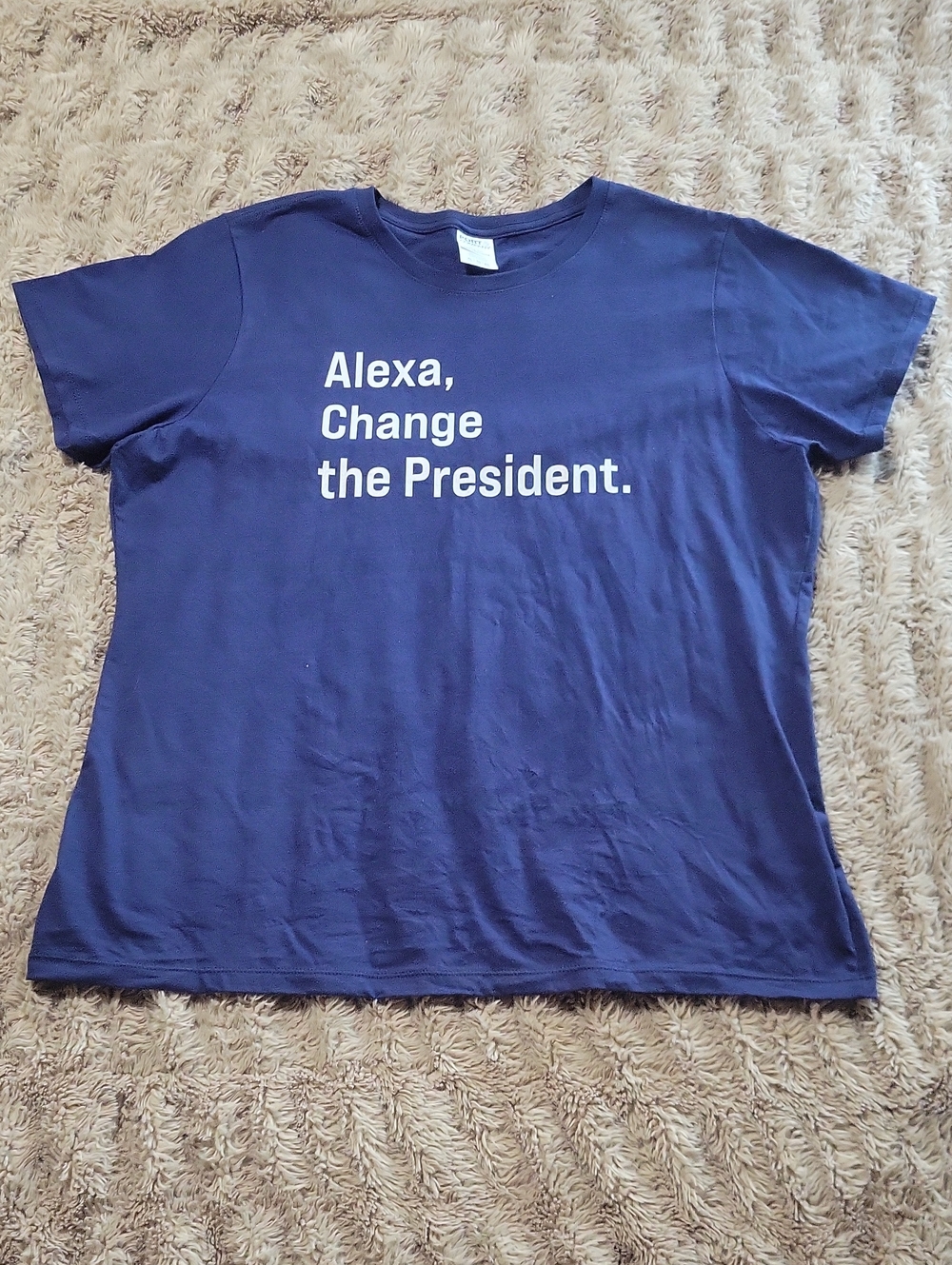 Navy Blue Graphic Tee - Alexa Change the President- Funny T Shirt Sz XL